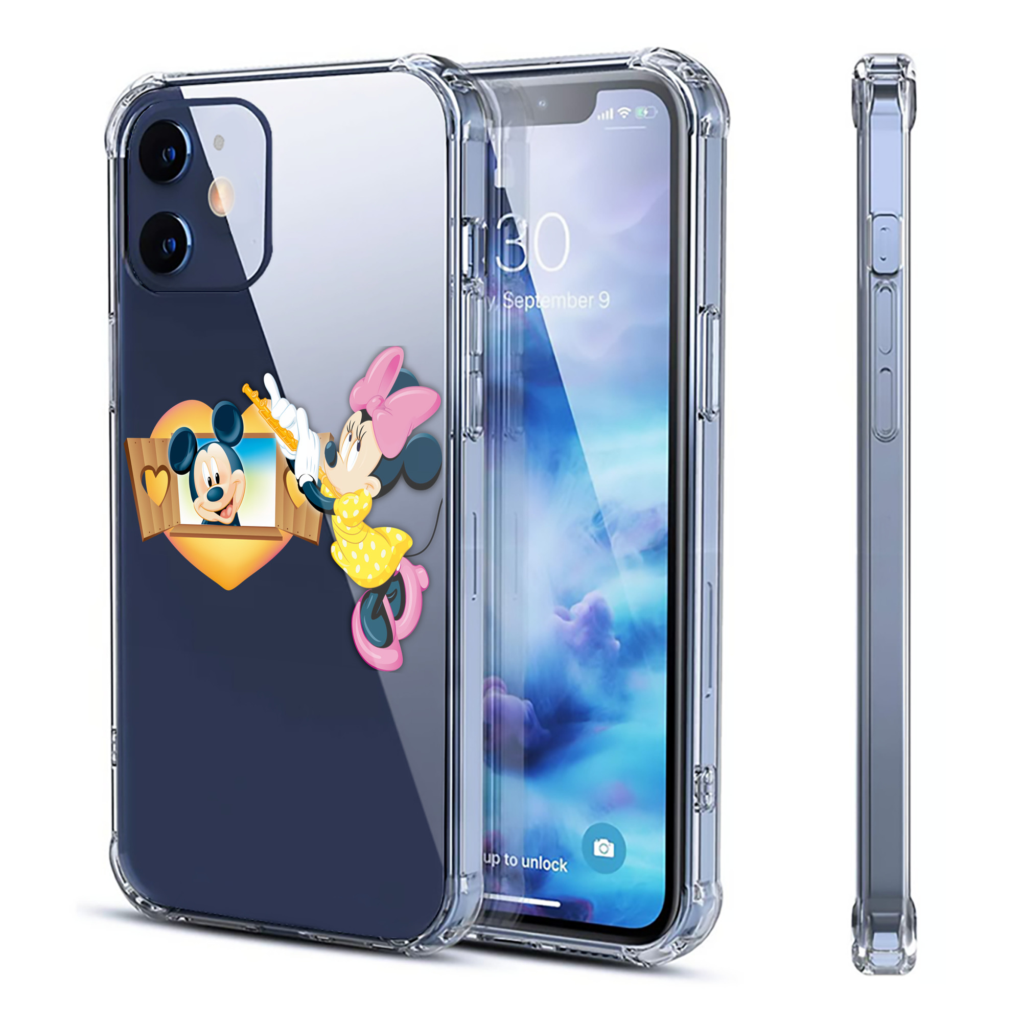 （画像用） ミッキーマウス Mickey Mouse 【iPhone 12シリーズ対応】透明スマホケース（クリアソフトケース）